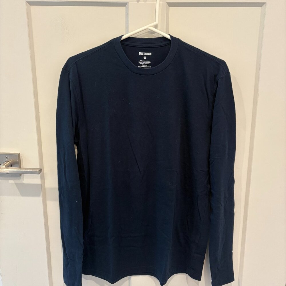 True Classic Men's Long-Sleeve T-Shirt Navy Medium